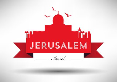 Jerusalem manzarası tipografi tasarımı ile