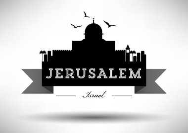 Jerusalem manzarası tipografi tasarımı ile