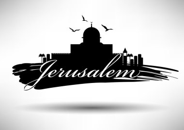 Jerusalem manzarası tipografi tasarımı ile