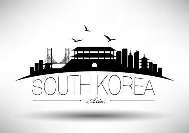 South Korea Skyline with Typography Design