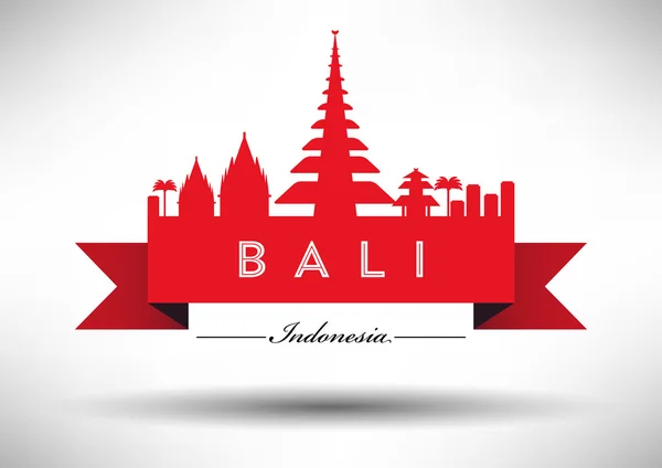 Bali Skyline with Typography Design — Stock Vector