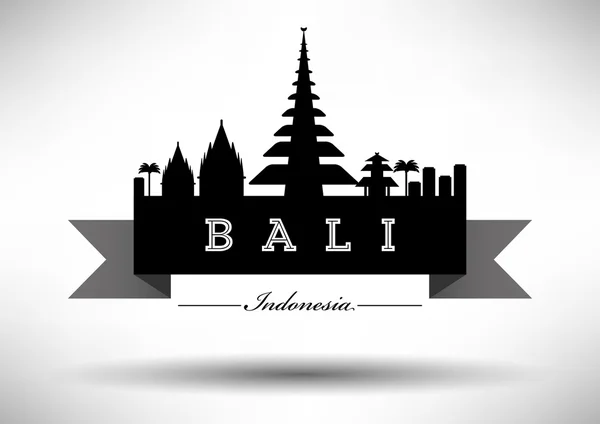 Bali Skyline con diseño tipográfico — Vector de stock