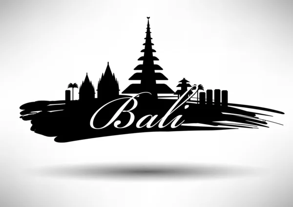 Skyline di Bali con design tipografico — Vettoriale Stock