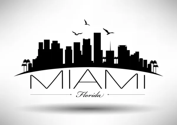 Miami Skyline with Typography Design — Stock Vector