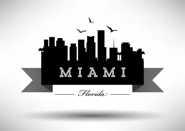 Skyline Miami z Typografia Design — Wektor stockowy