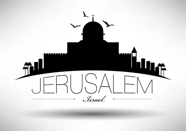 Skyline di Gerusalemme con disegno tipografico — Vettoriale Stock