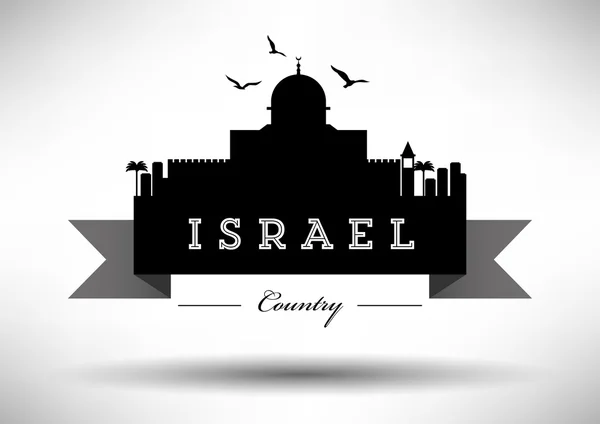 Israel Skyline com design de tipografia —  Vetores de Stock