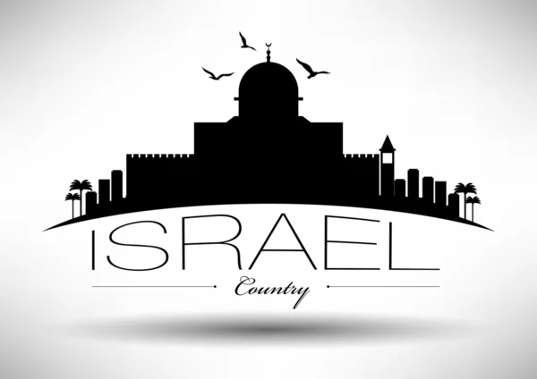 Israel Skyline com design de tipografia —  Vetores de Stock