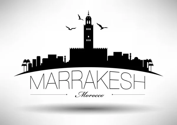 Marrakesh Skyline with Typography Design — Stock Vector