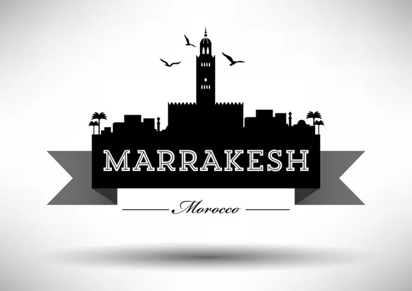 Marrakesh Skyline with Typography Design — Stock Vector