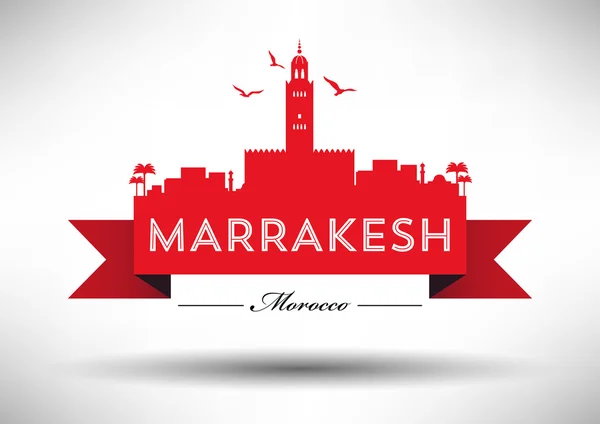 Marrakesh Skyline with Typography Design — Stock Vector