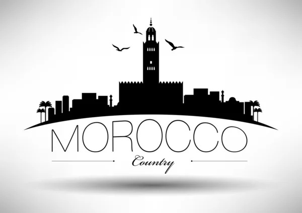 Maroc Skyline avec Typographie Design — Image vectorielle