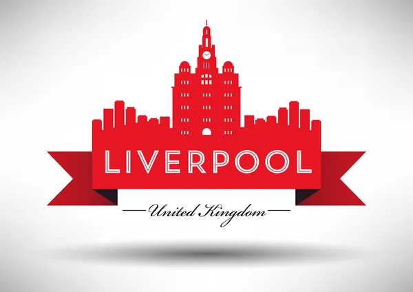 Liverpool skyline in red — Stock Vector