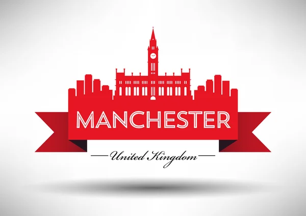 Manchester England city skyline silhouette. — Stock Vector