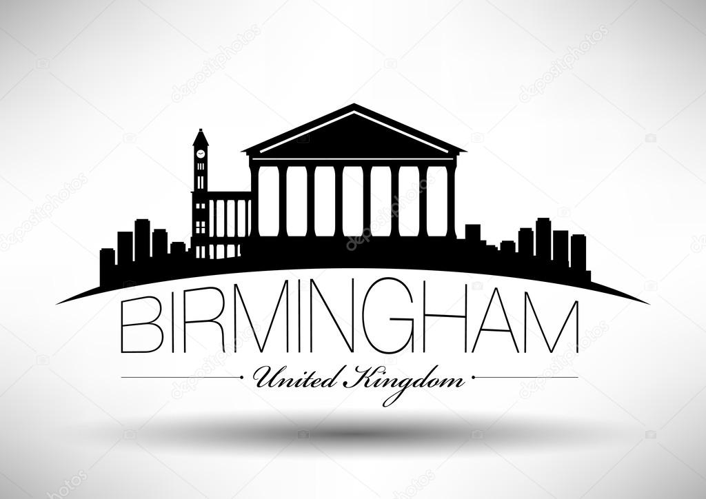 Download Birmingham England city skyline silhouette. — Stock Vector ...