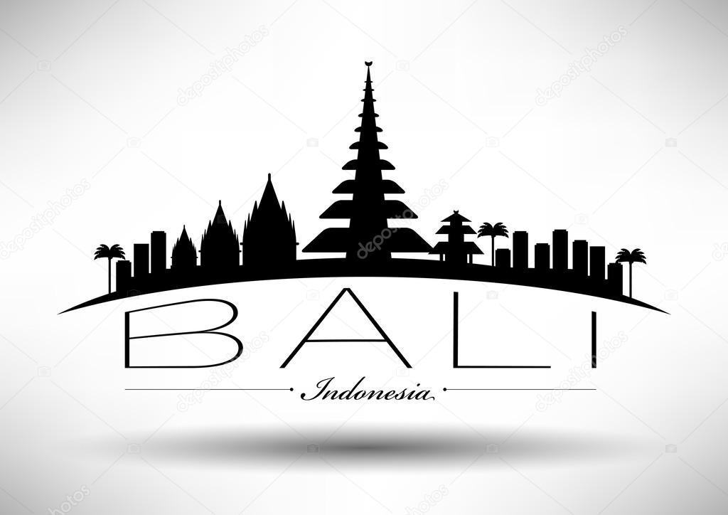 Bali Skyline with Typography Design