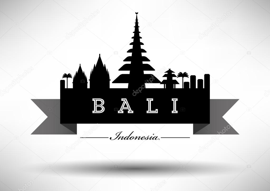 Bali Skyline with Typography Design