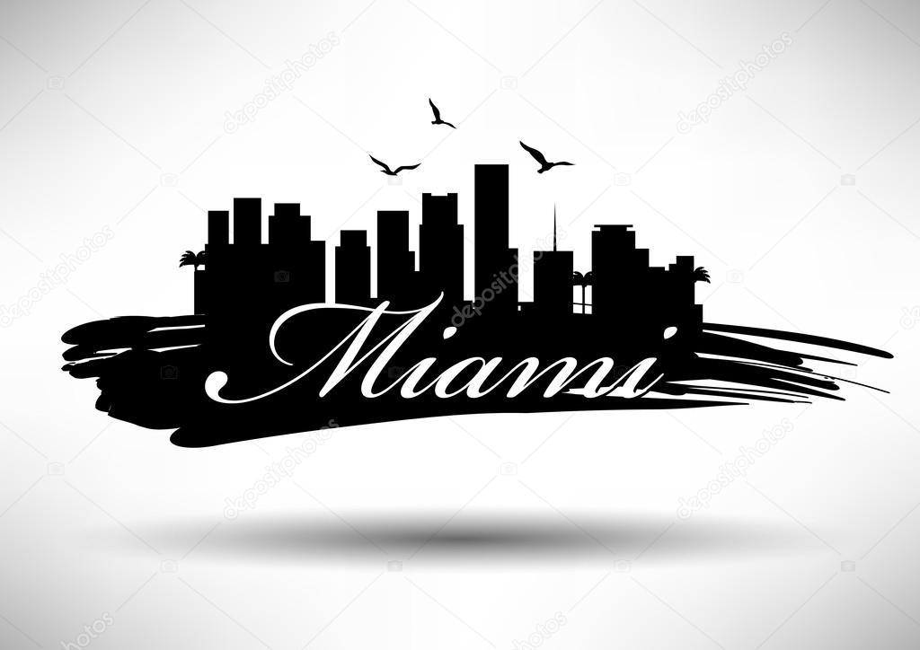 Miami Skyline with Typography Design