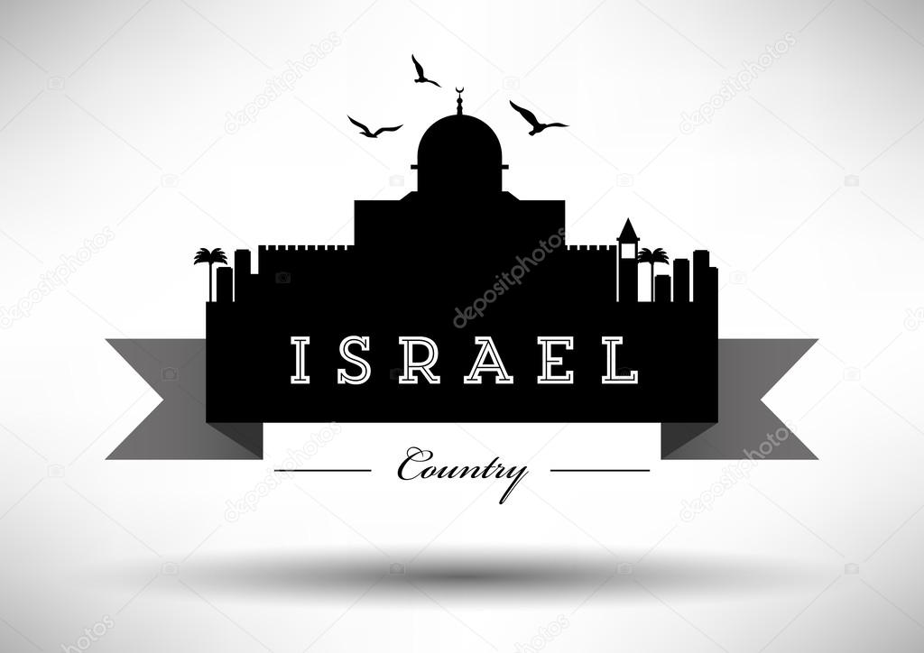 Israel Skyline with Typography Design