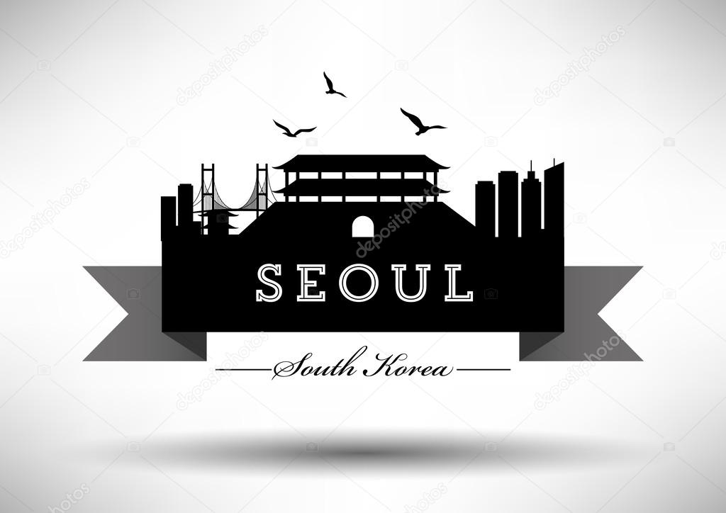 Seoul Skyline with Typography Design