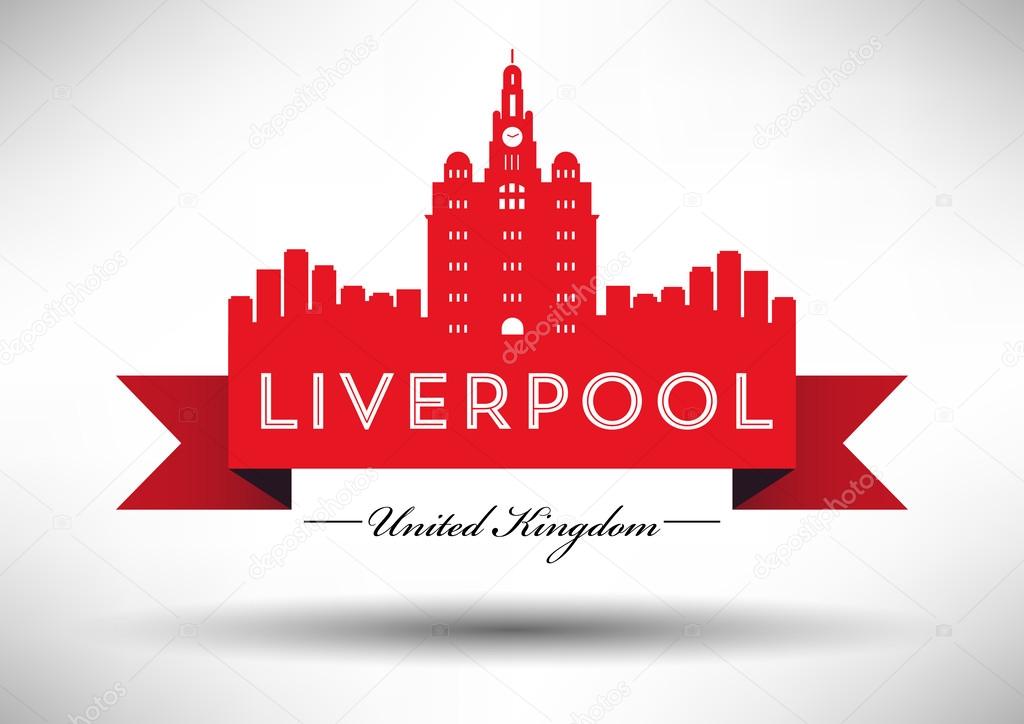 Liverpool skyline in red