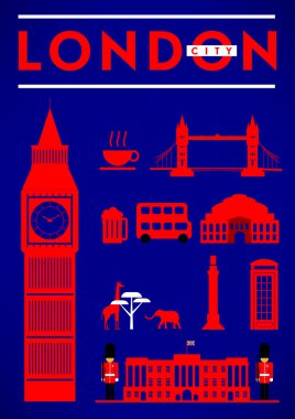 London City Poster Design with Symbols of the London