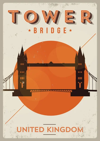 Ilustrace na plakátu Tower Bridge — Stockový vektor