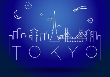 Tokyo şehir çizgi siluet