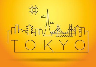 Tokyo şehir çizgi siluet