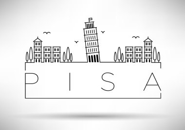Pisa City Line Silhouette Typographic Design