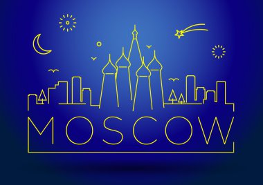 Moskova şehir çizgi siluet Tipografik Tasarım