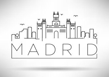 Madrid City Line Silhouette Typographic Design clipart