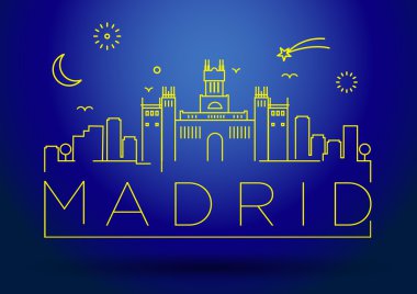 Madrid şehir çizgi siluet Tipografik Tasarım