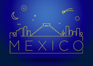 Mexico City Line siluet Tipografik Tasarım
