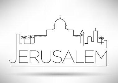 Jerusalem City Line Silhouette Typographic Design