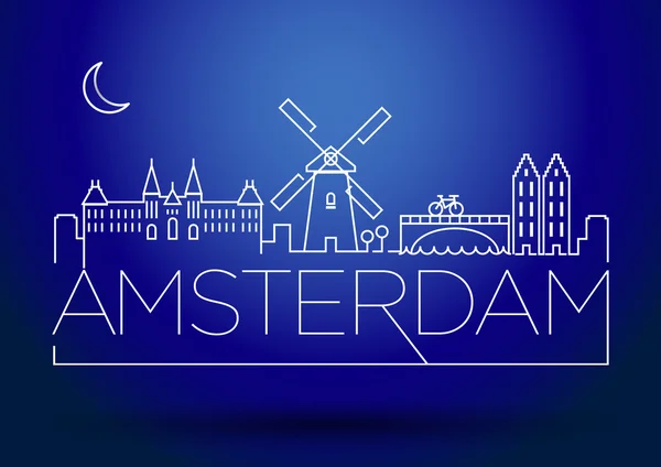 Amsterdam City лінія силуету — стоковий вектор