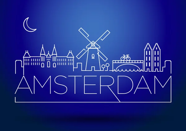 Amsterdam City ligne Silhouette — Image vectorielle