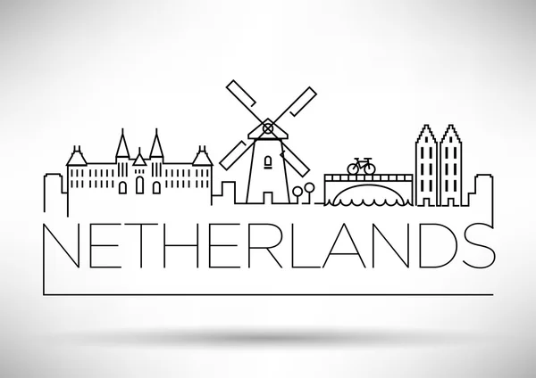 Línea de la ciudad de Holanda Silhouette — Vector de stock