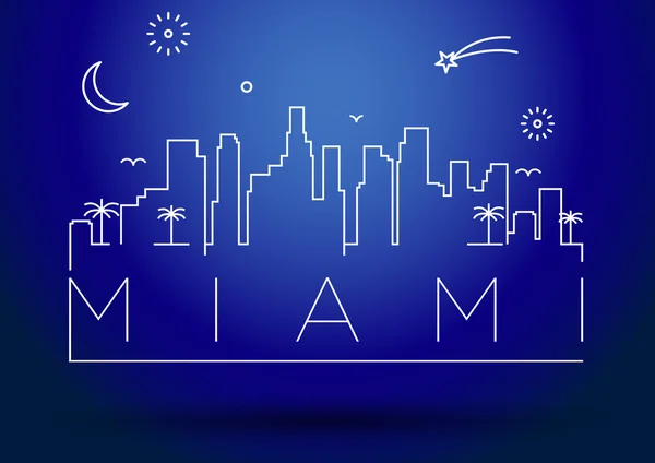 Miami City Line Silhouette — Stock Vector