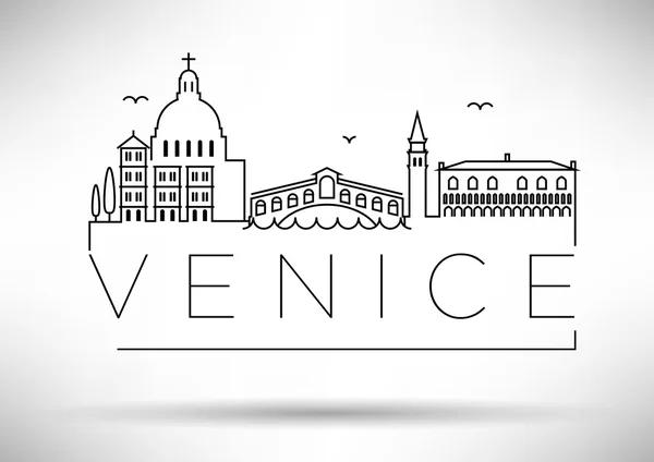 Venice City Line Silhouette — Stock Vector