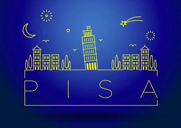 Silueta de línea de la ciudad de Pisa Diseño tipográfico — Vector de stock