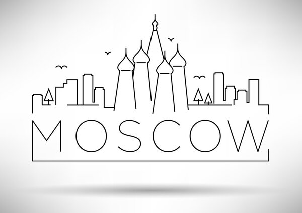 Moscow City Line Silhouette Typographic Design