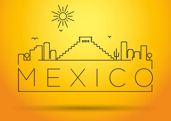 Mexico City Line Silhouette Typographic Design — Stock Vector