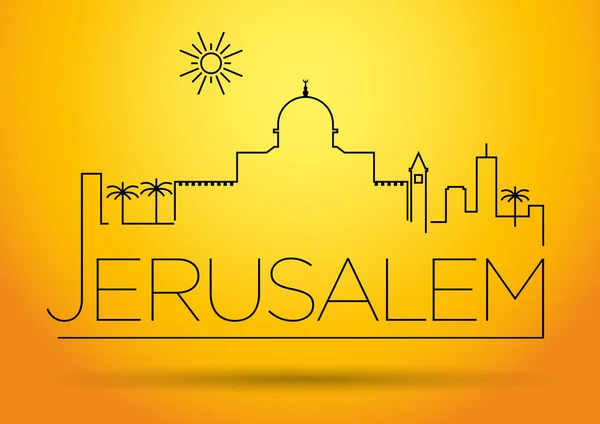 Jerusalem City linje siluett typografiska Design — Stock vektor