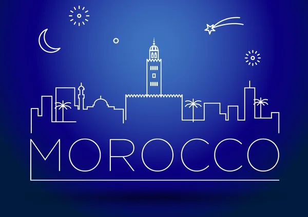 Morocco City Line Silhouette Typographic Design — Stock Vector