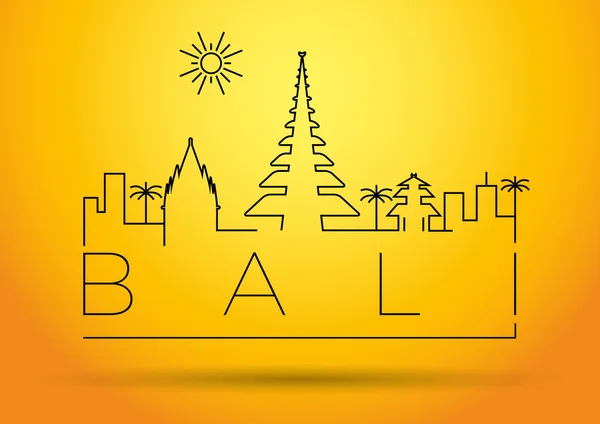 Bali City Line Silhouette Design tipografico — Vettoriale Stock