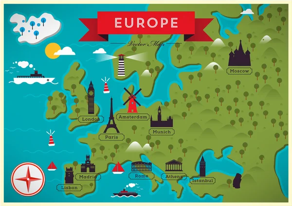 Renkli Avrupa Haritası — Stok Vektör