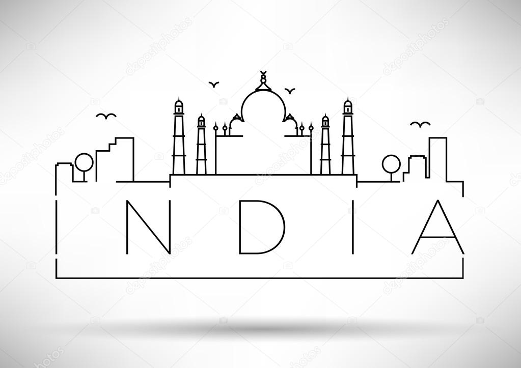 India City Line Silhouette Typographic Design