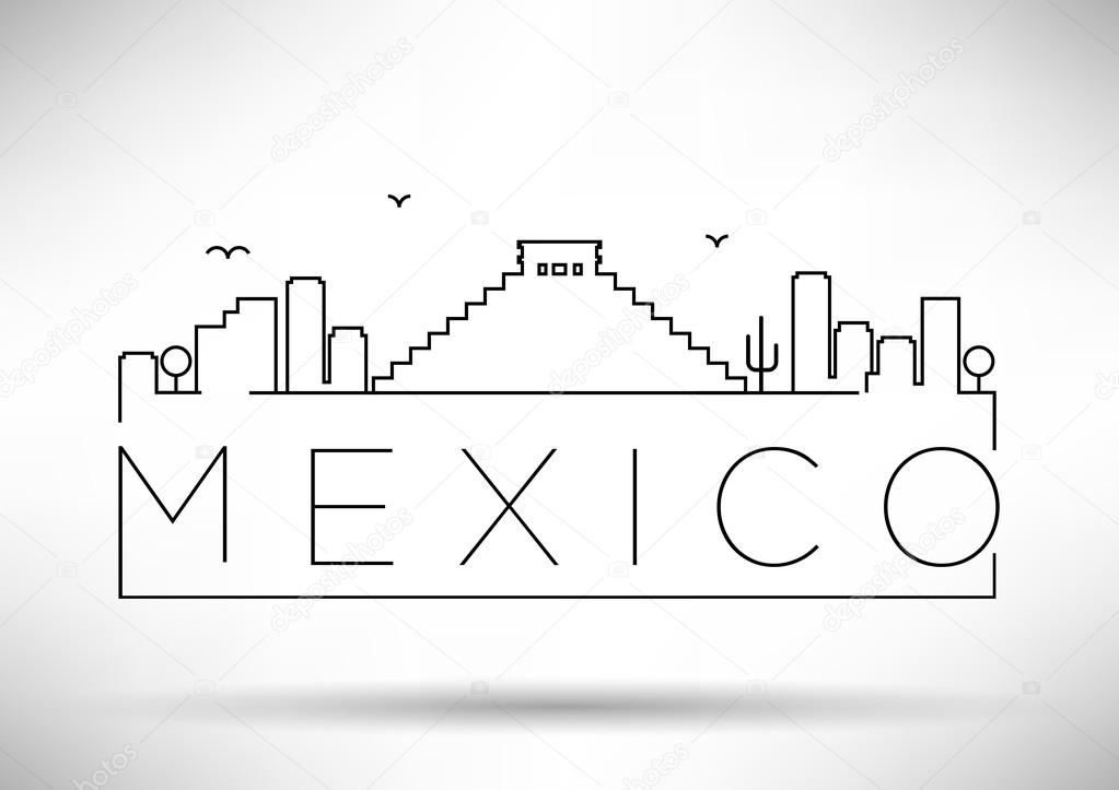 Mexico City Line Silhouette Typographic Design