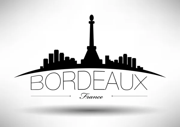 Bordeaux Skyline med typografisk utforming – stockvektor